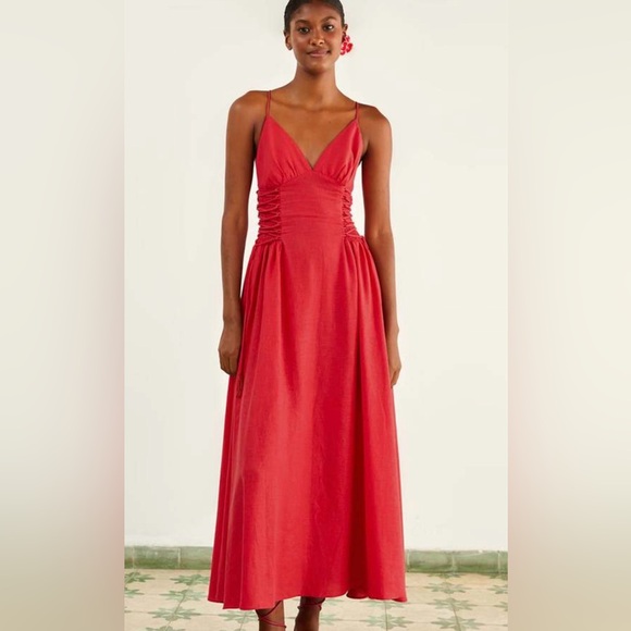 FARM Rio NWT Vibrant Red Midi Dress - Picture 2 of 11